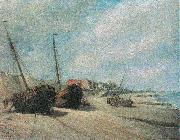 unknow artist Fishing boats on the beach of Heist Spain oil painting artist